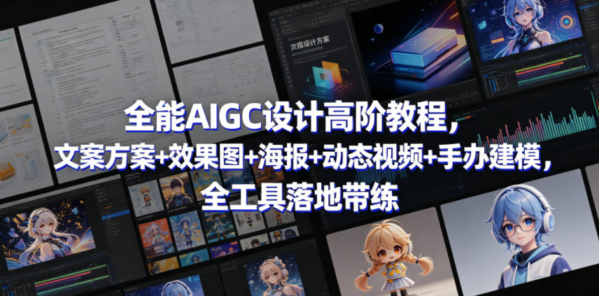 全能AIGC设计高阶教程,文案方案+效果图+海报+动态视频+手办建模,全工具落地带练-迦哆网创社