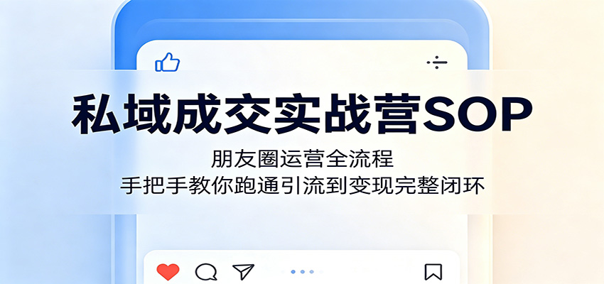 私域成交实战营SOP：朋友圈运营全流程，手把手教你跑通引流到变现完整闭环-迦哆网创社