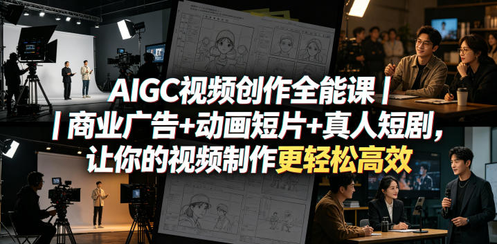 AIGC视频创作全能课｜商业广告+动画短片+真人短剧，让你的视频制作更轻松高效-迦哆网创社