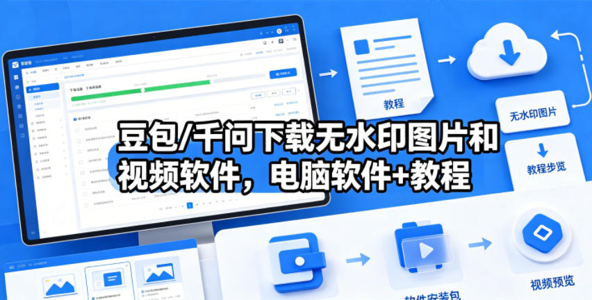 豆包/千问下载无水印图片和视频软件，电脑软件+教程-迦哆网创社