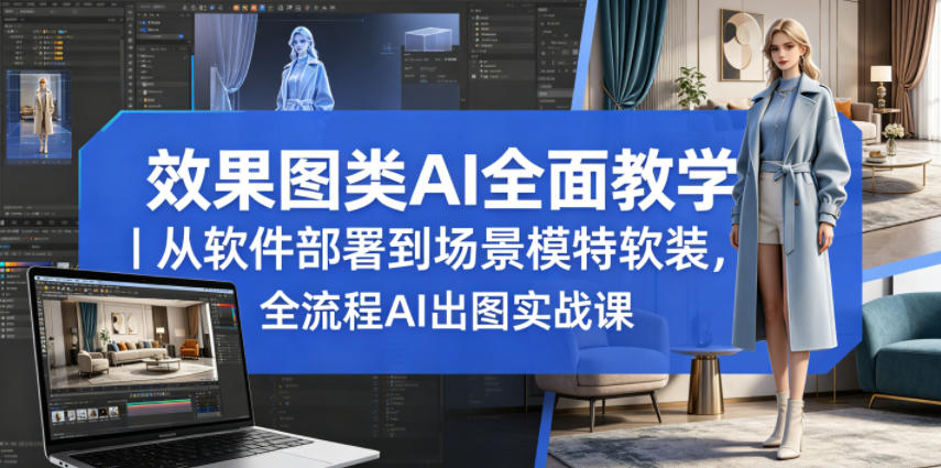 效果图类AI全面教学｜从软件部署到场景模特软装，全流程AI出图实战课-迦哆网创社