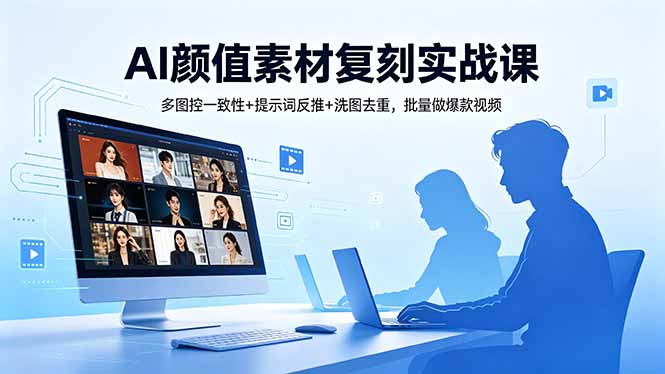 AI颜值素材复刻实战课，多图控一致性+提示词反推+洗图去重，批量做爆款视频-迦哆网创社