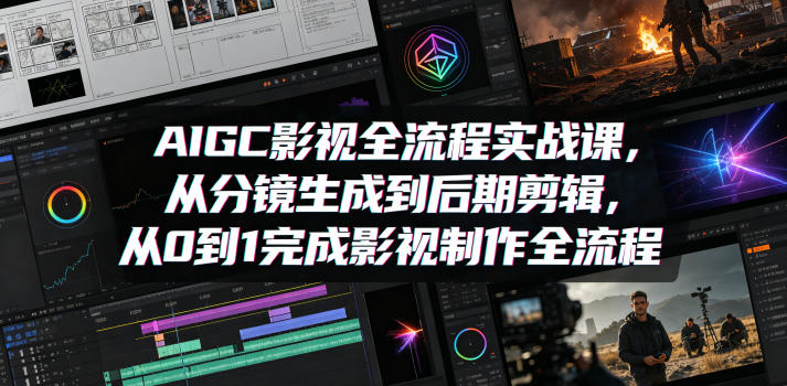 AIGC影视全流程实战课,从分镜生成到后期剪辑,从0到1完成影视制作全流程-迦哆网创社