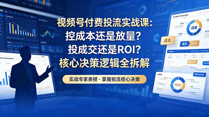 视频号付费投流实战课-5月：控成本还是放量？投成交还是ROI？核心决策逻辑全拆解-迦哆网创社