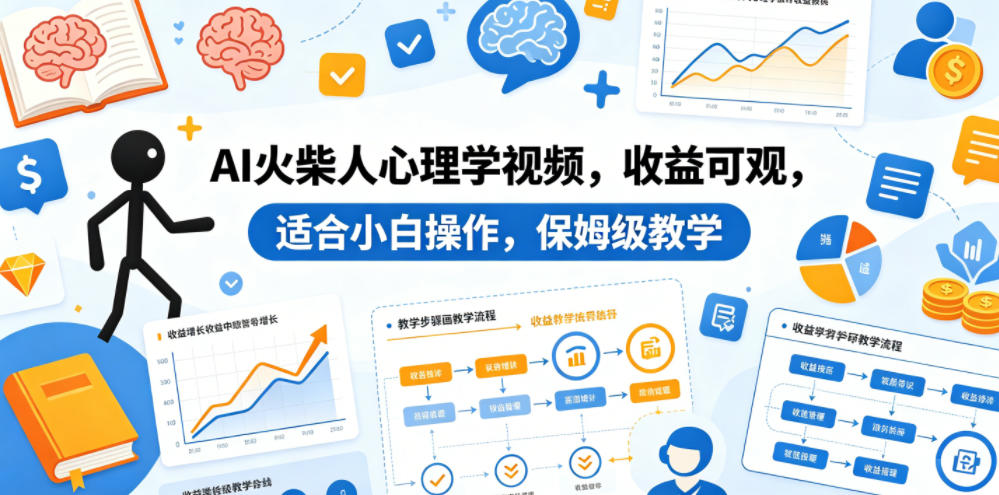AI火柴人心理学视频，收益可观，适合小白操作，保姆级教学-迦哆网创社