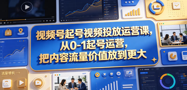 视频号起号视频投放运营课，从0-1起号运营，把内容流量价值放到更大-迦哆网创社