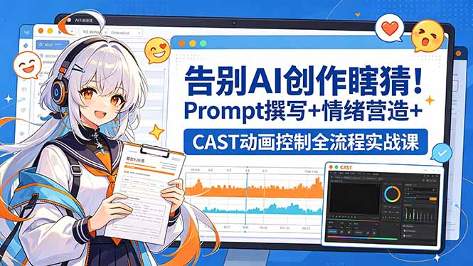 告别AI创作瞎猜!Prompt撰写+情绪营造+CAST动画控制全流程实战课-迦哆网创社