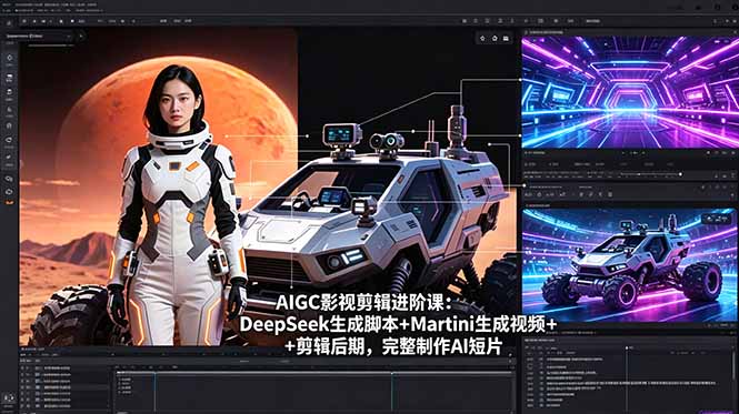 AIGC影视剪辑进阶课:DeepSeek生成脚本+Martini生成视频+剪辑后期,完整制作AI短片-迦哆网创社