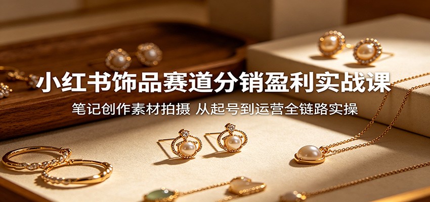 小红书饰品赛道分销盈利实战课：笔记创作素材拍摄，从起号到运营全链路实操-迦哆网创社