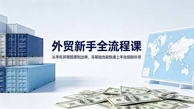 外贸新手全流程课：从手机环境搭建到出单，零基础也能快速上手合规做外贸-迦哆网创社