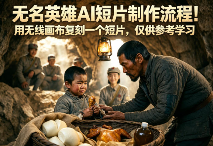 无名英雄AI短片制作流程！用无线画布复刻一个短片，仅供参考学习-迦哆网创社