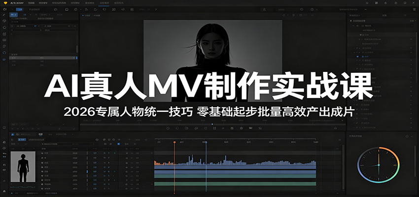 AI真人MV制作实战课：2026专属人物统一技巧，零基础起步批量高效产出成片-迦哆网创社