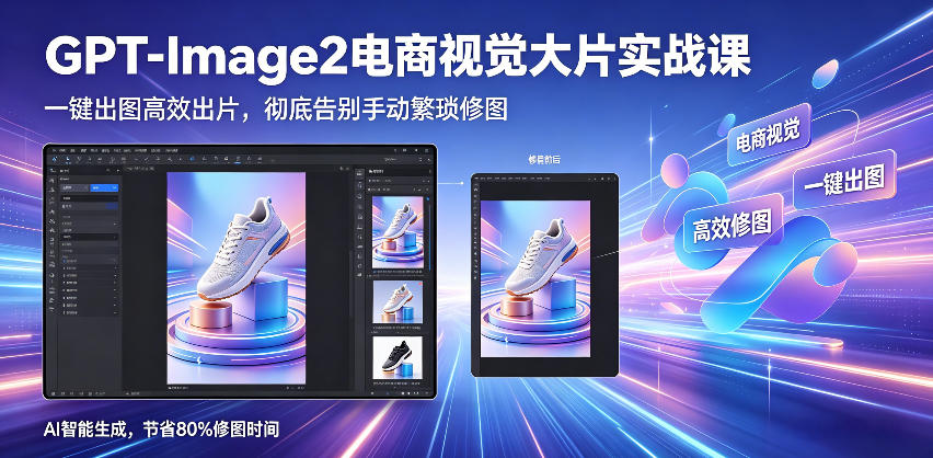 GPT-Image2电商视觉大片实战课，一键出图高效出片，彻底告别手动繁琐修图-迦哆网创社