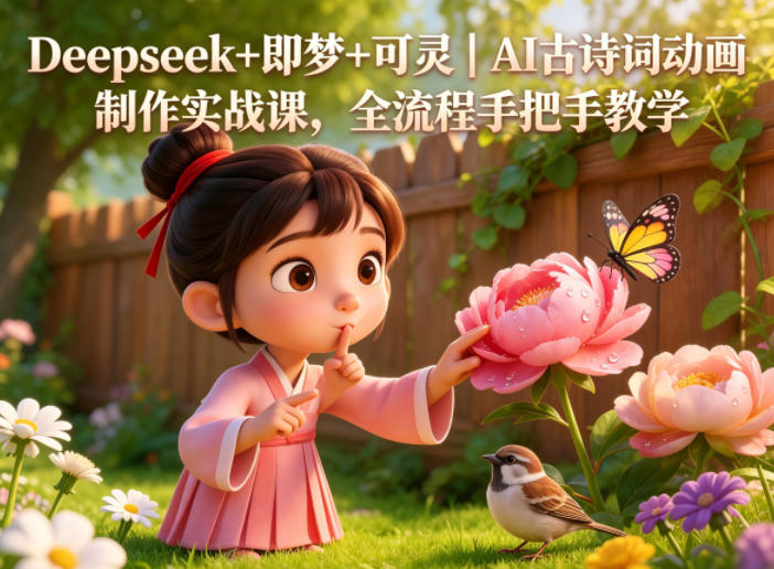 Deepseek+即梦+可灵｜AI古诗词动画制作实战课，全流程手把手教学-迦哆网创社
