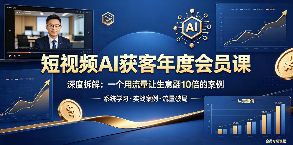 短视频AI获客年度会员课，深度拆解，一个用流量让生意翻10倍的案例-迦哆网创社