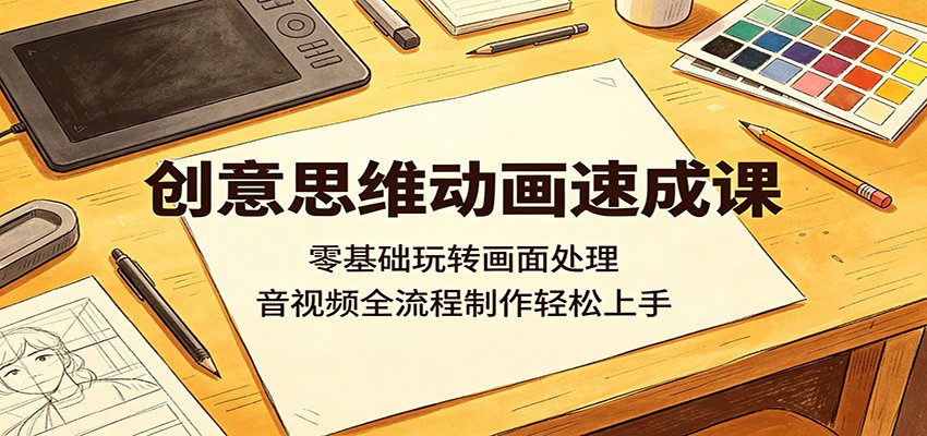 创意思维动画速成课：零基础玩转画面处理，音视频全流程制作轻松上手-迦哆网创社