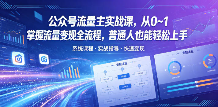 公众号流量主实战课，从0~1掌握流量变现全流程，普通人也能轻松上手-迦哆网创社