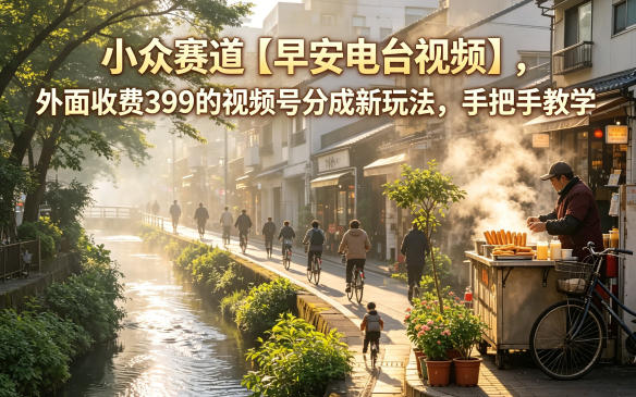 小众赛道【早安电台视频】，外面收费399的视频号分成新玩法，手把手教学-迦哆网创社
