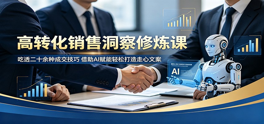 高转化销售洞察修炼课：吃透二十余种成交技巧，借助AI赋能轻松打造走心文案-迦哆网创社