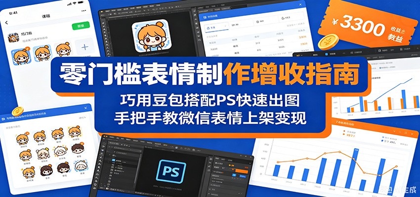 零门槛表情制作增收指南：巧用豆包搭配 PS 快速出图，手把手教微信表情上架变现-迦哆网创社