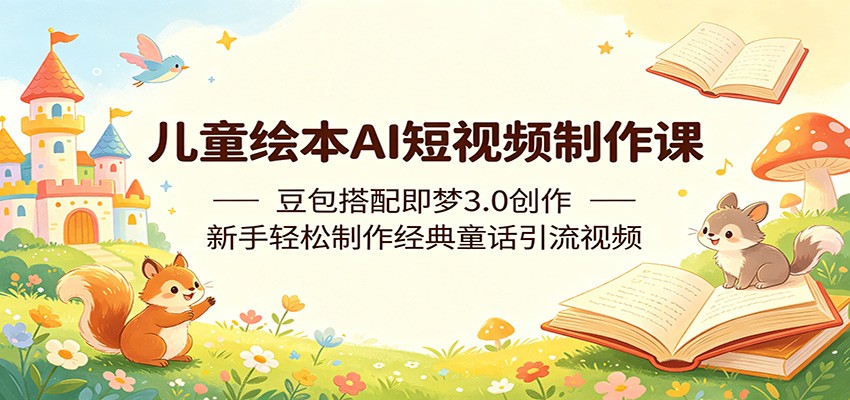 儿童绘本AI短视频制作课：豆包搭配即梦3.0创作，新手轻松制作经典童话引流视频-迦哆网创社