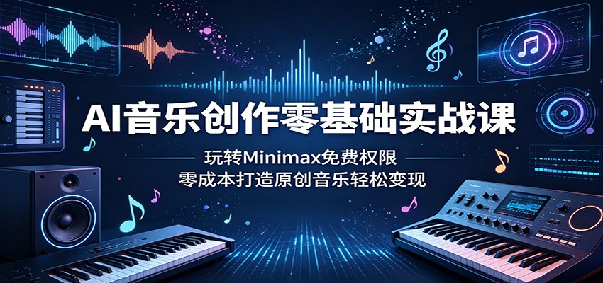 AI音乐创作零基础实战课：玩转Minimax免费权限，零成本打造原创音乐轻松变现-迦哆网创社