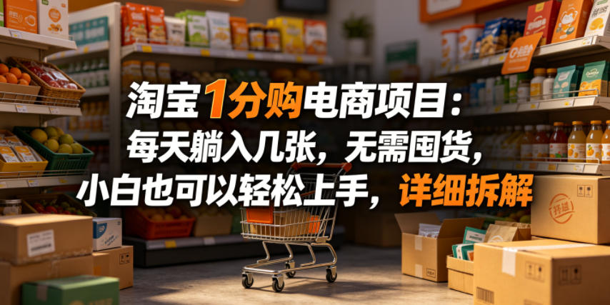 淘宝1分购电商项目:每天躺入几张,无需囤货,小白也可以轻松上手,详细拆解-迦哆网创社