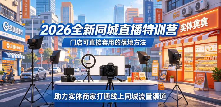 2026全新同城直播特训营，门店可直接套用的落地方法，助力实体商家打通线上同城流量渠道-迦哆网创社