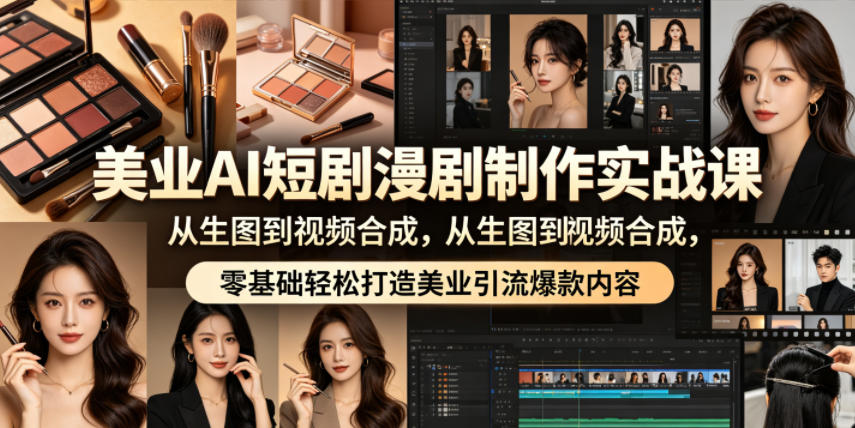 美业AI短剧漫剧制作实战课,从生图到视频合成,零基础轻松打造美业引流爆款内容-迦哆网创社