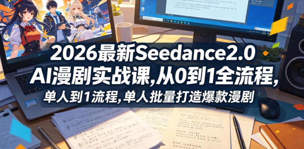 2026最新Seedance2.0 AI漫剧实战课,,从0到1全流程,单人批量打造爆款漫剧-迦哆网创社