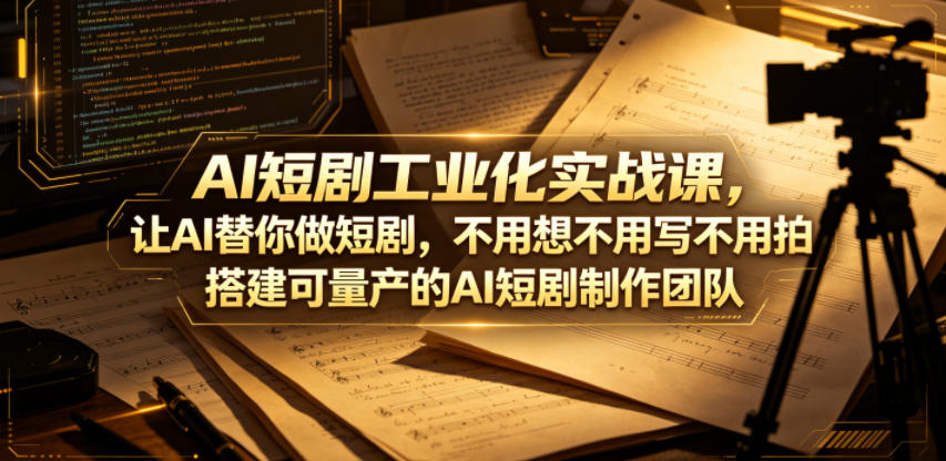 AI短剧工业化实战课,让AI替你做短剧,不用想不用写不用拍,搭建可量产的AI短剧制作团队-迦哆网创社