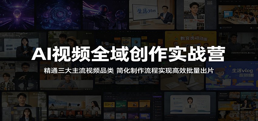 AI视频全域创作实战营：精通三大主流视频品类，简化制作流程实现高效批量出片-迦哆网创社
