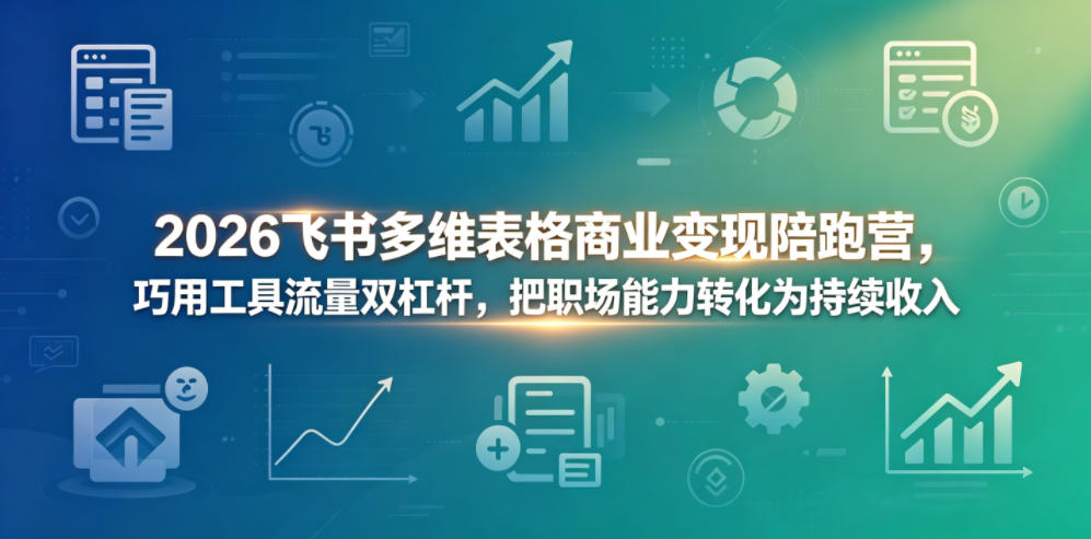 2026飞书多维表格商业变现陪跑营,巧用工具流量双杠杆,把职场能力转化为持续收入-迦哆网创社