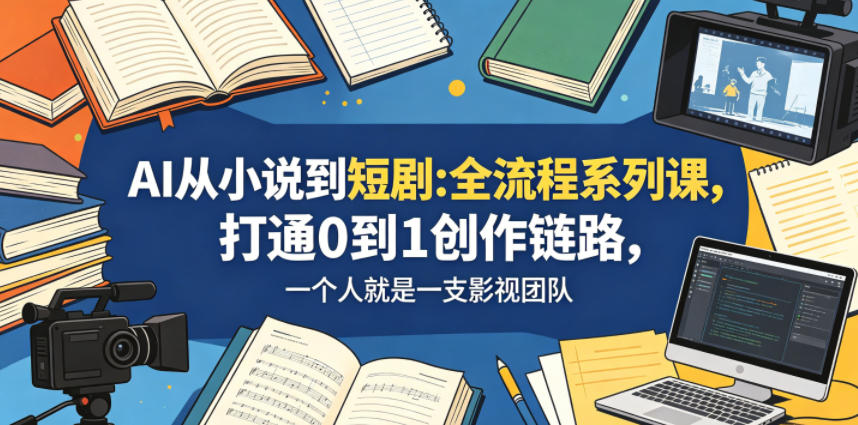 AI从小说到短剧全流程系列课,打通0到1创作链路,一个人就是一支影视团队-迦哆网创社