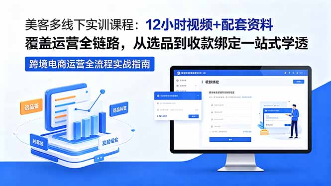 美客多线下实训课程:12小时视频+配套资料覆盖运营全链路,从选品到收款绑定一站式学透-迦哆网创社
