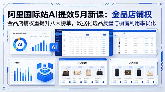 阿里国际站AI提效5月新课:金品店铺权重提升八大榜单,数据化选品复盘与橱窗利用率优化-迦哆网创社