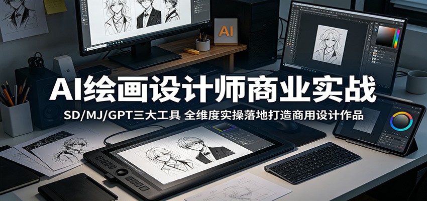 AI绘画设计师商业实战：SD/MJ/GPT三大工具，全维度实操落地打造商用设计作品-迦哆网创社