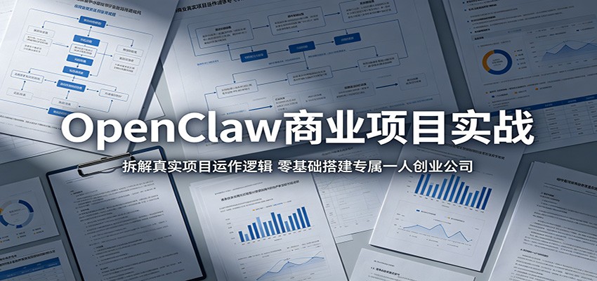 OpenClaw商业项目实战：拆解真实项目运作逻辑，零基础搭建专属一人创业公司-迦哆网创社