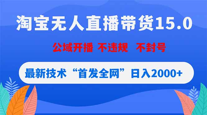 淘宝无人直播带货15.0，不封号，不违规，公域玩法，首发全网日入2000+-迦哆网创社