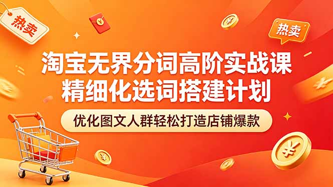 淘宝无界分词高阶实战课 精细化选词搭建计划 优化图文人群轻松打造店铺爆款-迦哆网创社