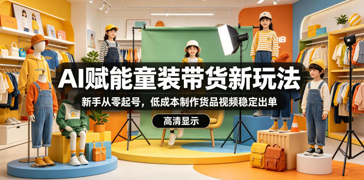 AI赋能童装带货新玩法,新手从零起号,低成本制作货品视频稳定出单-迦哆网创社