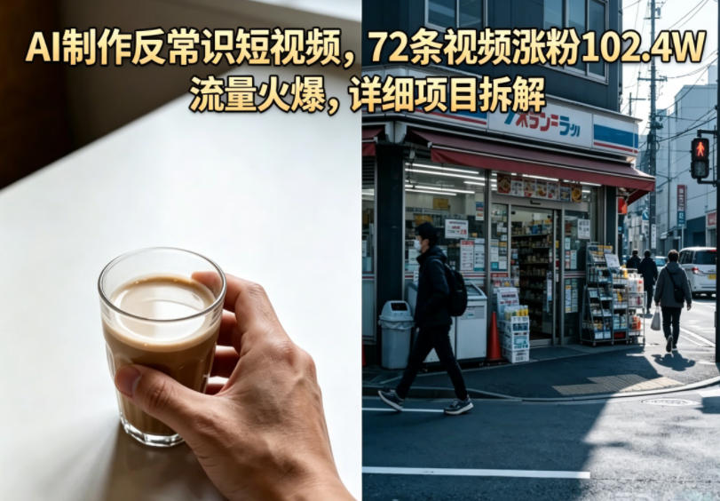 AI制作反常识短视频,72条视频涨粉102.4W,流量火爆,详细项目拆解-迦哆网创社