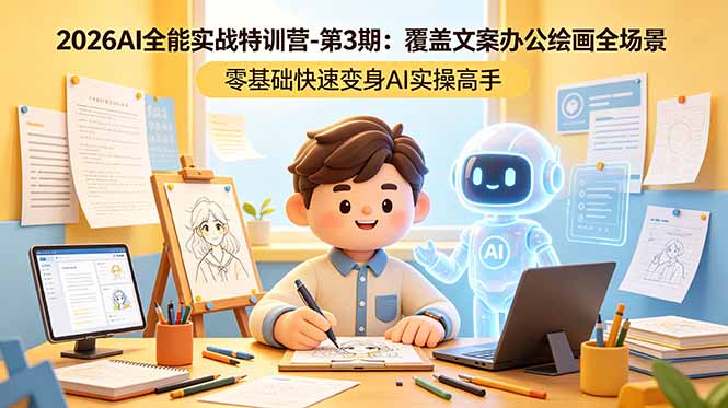 2026AI全能实战特训营-第3期:覆盖文案办公绘画全场景 零基础快速变身AI实操高手-迦哆网创社