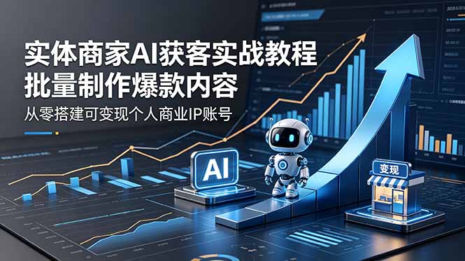 实体商家AI获客实战教程:批量制作爆款内容,从零搭建可变现个人商业IP账号-迦哆网创社