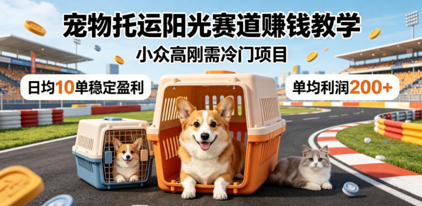 宠物托运阳光赛道賺钱教学，小众高刚需冷门项目，日均10单稳定盈利，单均利润200+-迦哆网创社