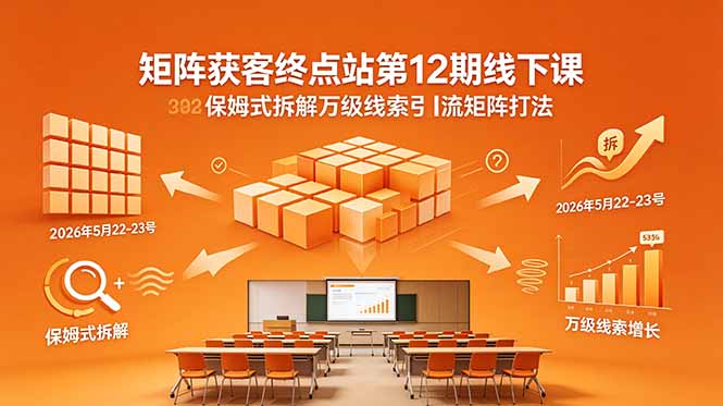 矩阵获客终点站第12期线下课 2026年5月22-23号 保姆式拆解万级线索引流矩阵打法-迦哆网创社