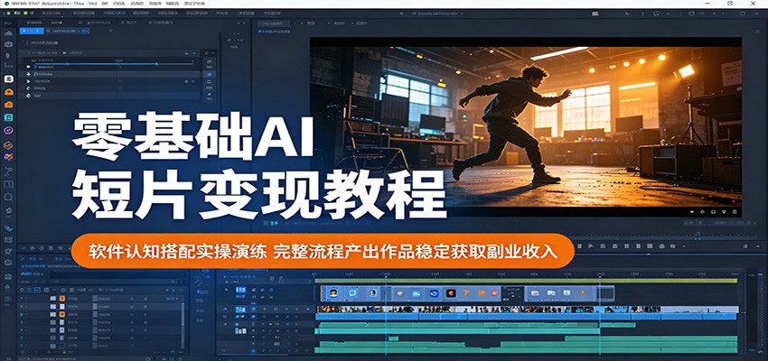 零基础AI短片变现教程：软件认知搭配实操演练，完整流程产出作品稳定获取副业收入-迦哆网创社