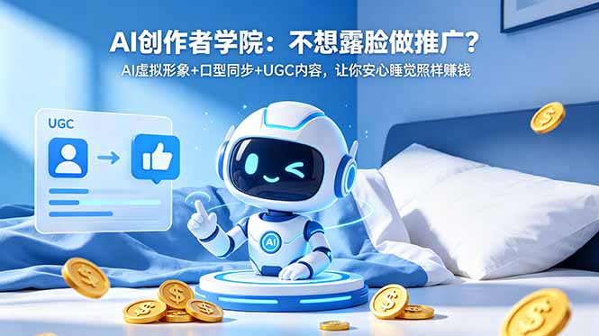 AI创作者学院：不想露脸做推广？AI虚拟形象+口型同步+UGC内容，让你安心睡觉照样赚钱-迦哆网创社