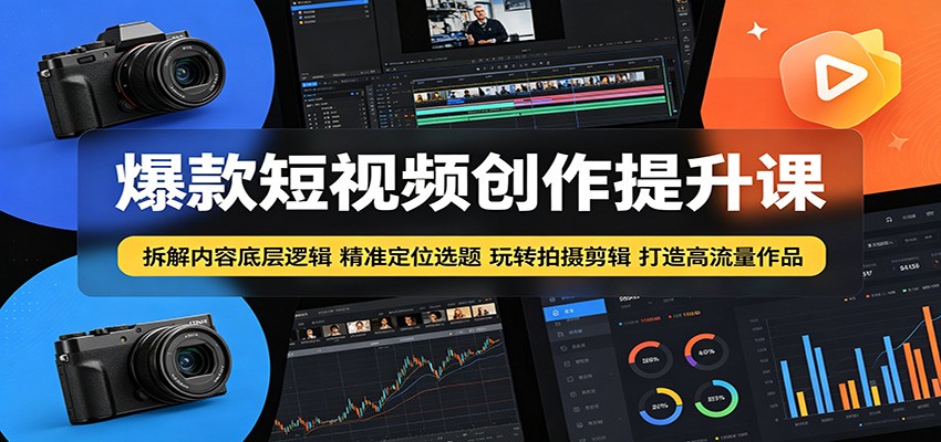 爆款短视频创作提升课：拆解内容底层逻辑，精准定位选题玩转拍摄剪辑打造高流量作品-迦哆网创社