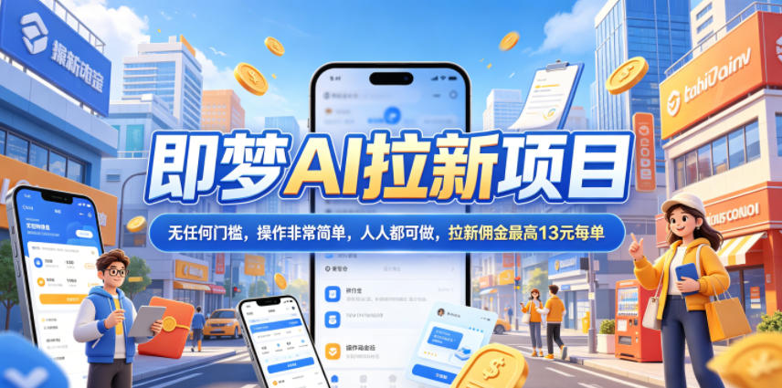 2026年即梦AI拉新项目最新玩法,无任何门槛,操作非常简单,人人都可做,拉新佣金最高13元每单-迦哆网创社